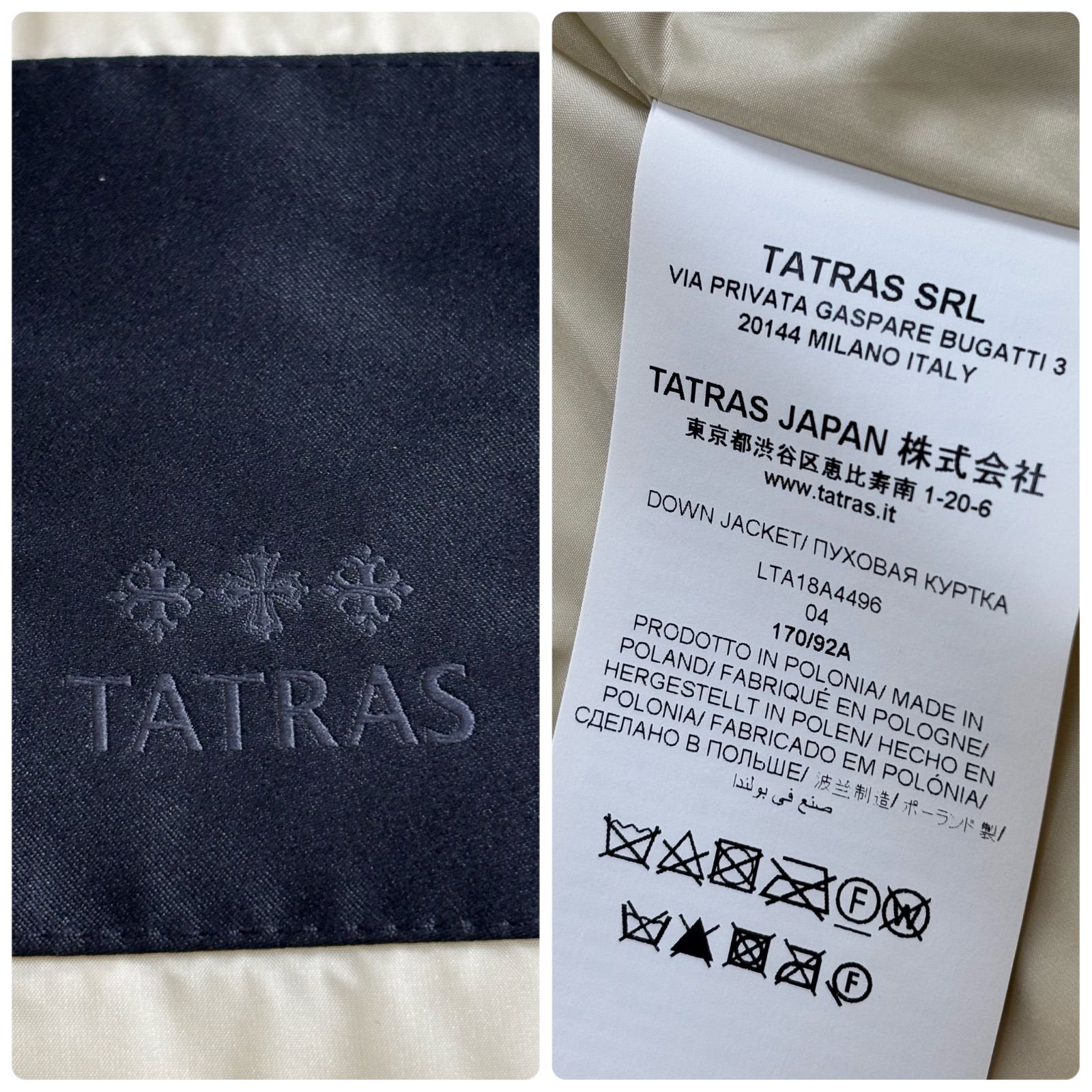 近年モデル 色 TATRAS タトラス ダウンコート ポリテアマ 2way ショールカラー 04 LTA18A4496 WWW_MORNINGWALKER_COM