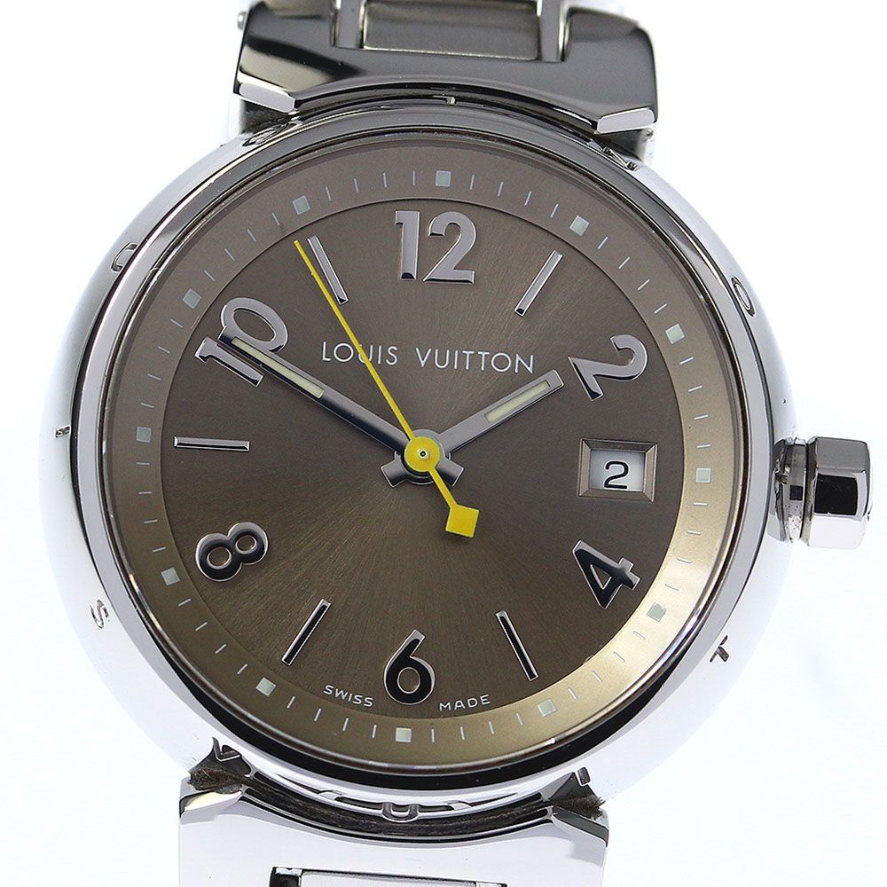 ルイ・ヴィトン LOUIS VUITTON Q1212 タンブール デイト クォーツ レディース美品_801134