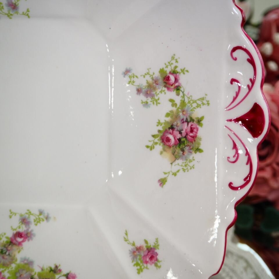 英国シェリー クイーンアン Dainty Rose 1927年 BBプレート 大皿