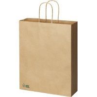 パ 丸紐手提げ袋 森林認証 茶 未晒 Ｌ ５０枚×３3694-3883 カウネット