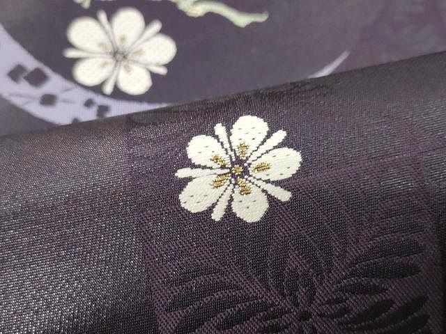 平和屋着物●西陣　つちもと謹製　六通柄袋帯　唐織　月　枝花文　健勝苑扱い　金銀糸　証紙付き　正絹　逸品　CAAY9285yk 平和屋着物○西陣 つちもと謹製 六通柄袋帯 唐織 月 枝花文 健勝苑扱い