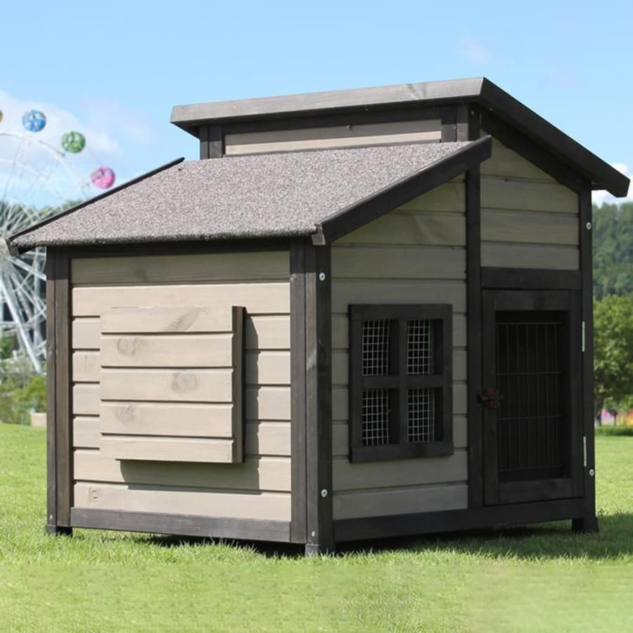 ペットケージ 犬用サークル 中 大型犬 ケージ 無垢材の犬小屋 屋外の木造犬小屋 大型犬小屋 屋外防水犬小屋 Size 84*74*80cm
