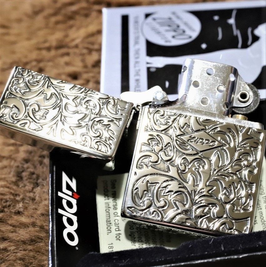 ZIPPO】1935 レプリカ 両面アラベスク シルバー 四角いジッポ 銀