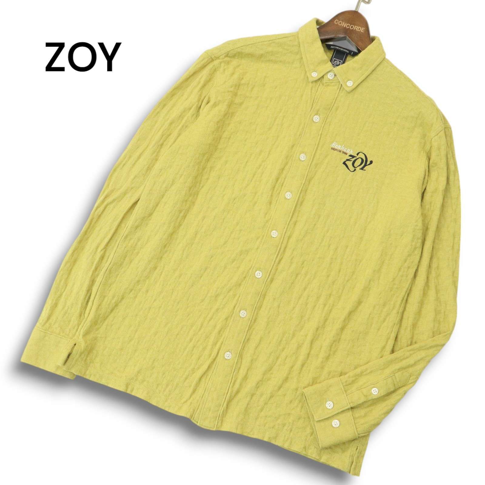 ZOY ゾーイ ゴルフ 通年 ロゴ刺繍 総柄 長袖 ボタンダウン