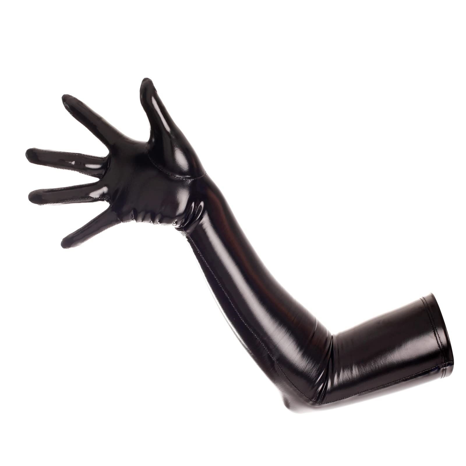 ロンググローブ レザー セクシー 夫婦の夜 PU エナメル調 [Ftshist] 光沢 ストレッチ 手袋 レディー キラキラ コスチューム 小物 女王様 仮装 ナイトクラブ