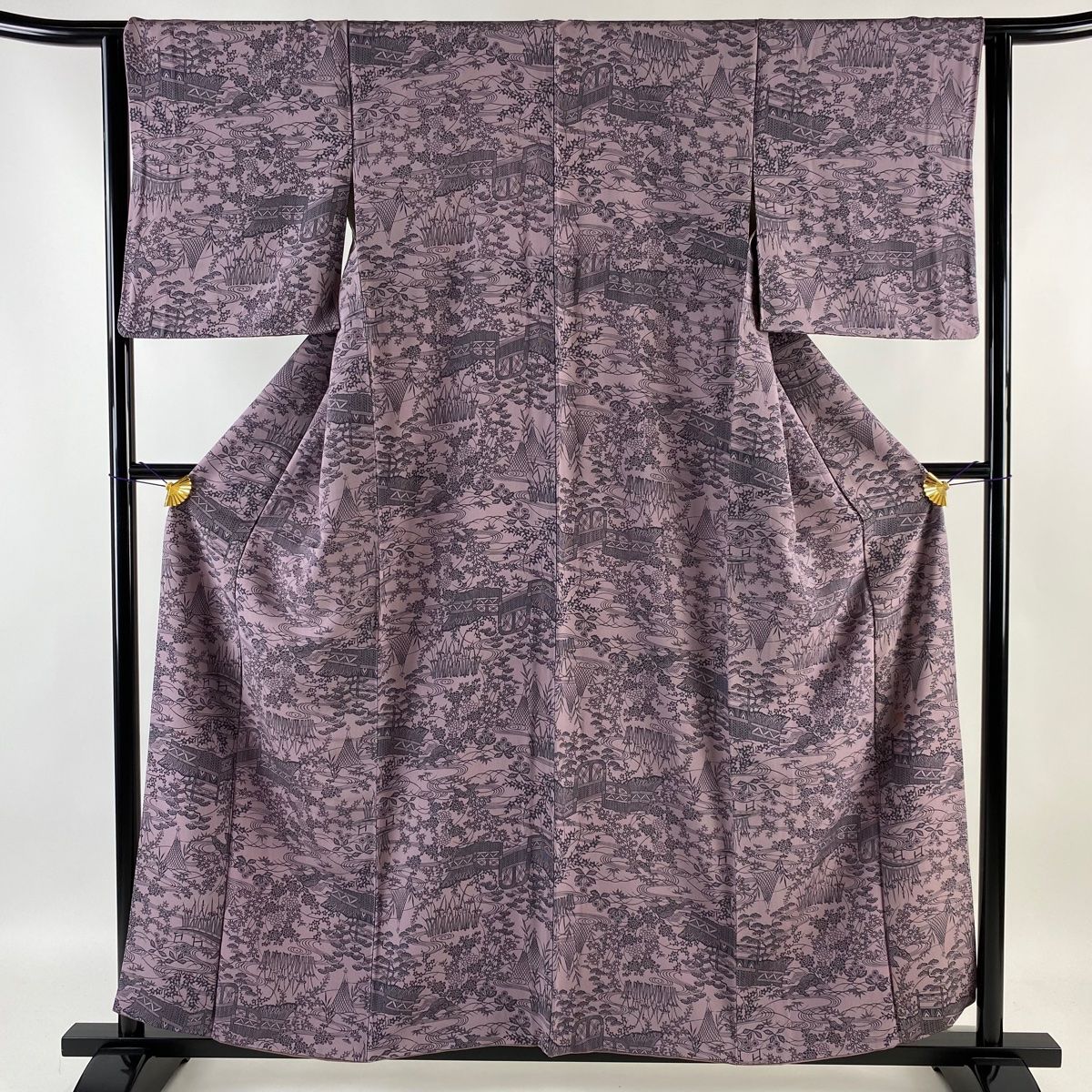 小紋 身丈158cm 裄丈62.5cm S 袷 人間国宝 南部芳松 落款 茶屋辻 薄紫  