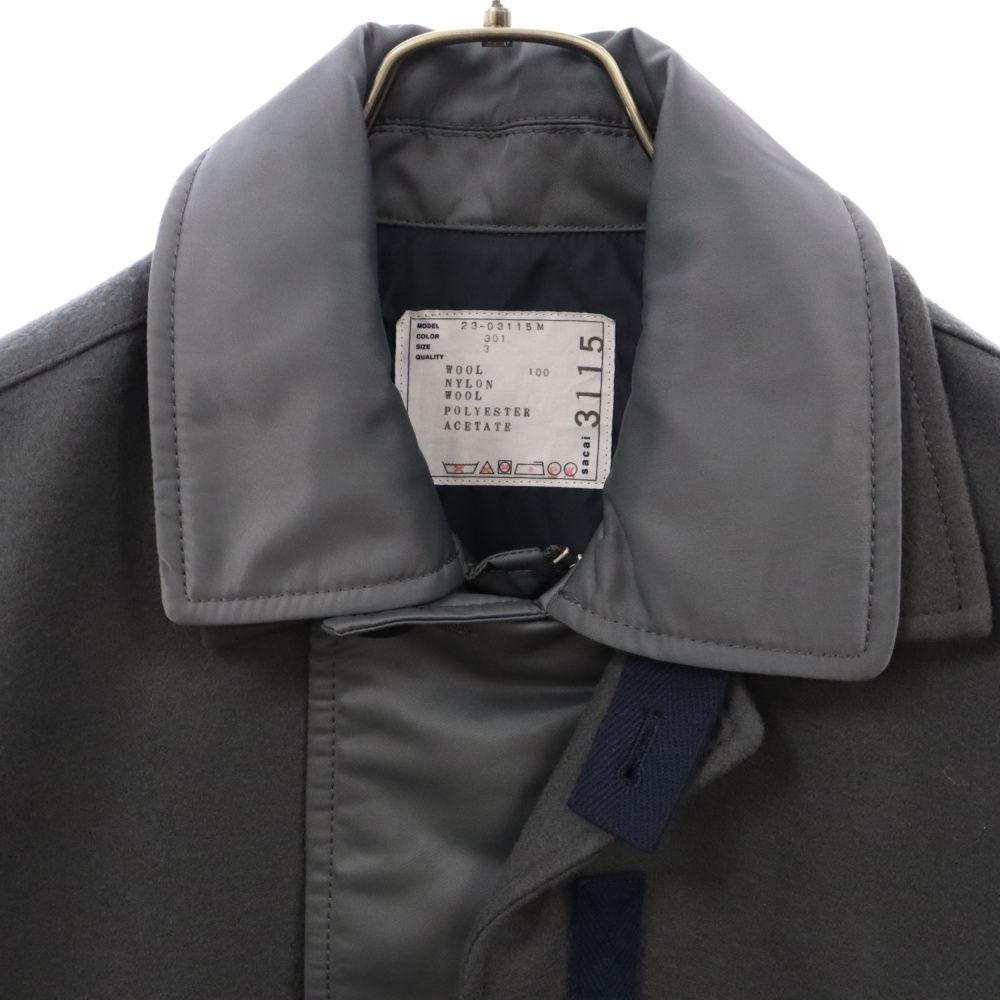 Sacai (サカイ) 23AW Wool Melton Blouson ウールメルトンシャツブルゾン グレー ジャケット 23-03115M