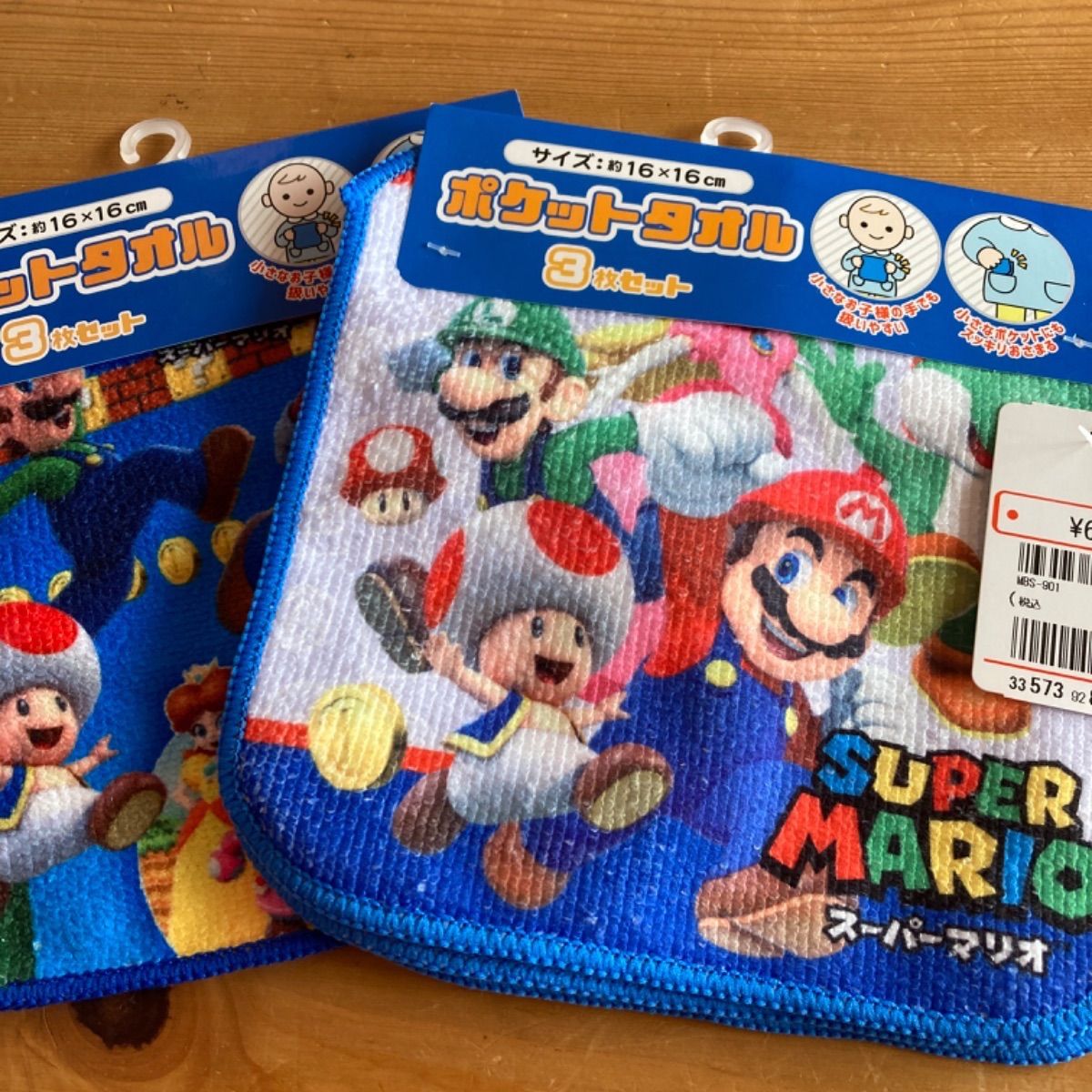 新品 スーパーマリオミニタオルハンカチ ６枚セット マリオタオル