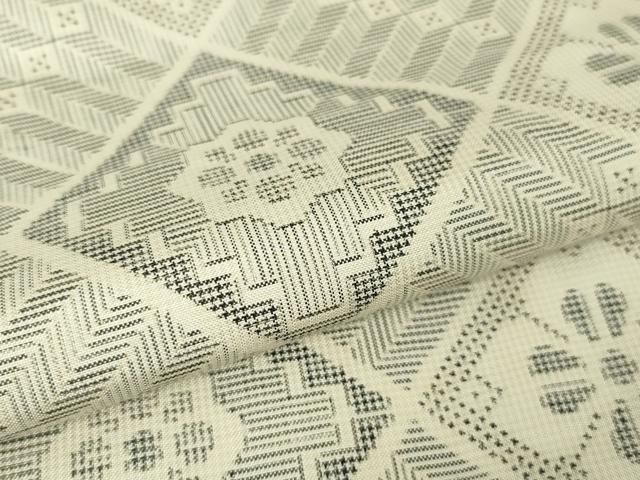 平和屋本店□希少 本場大島紬 龍郷絣 白大島 大林新治作 菱文 証紙付き  