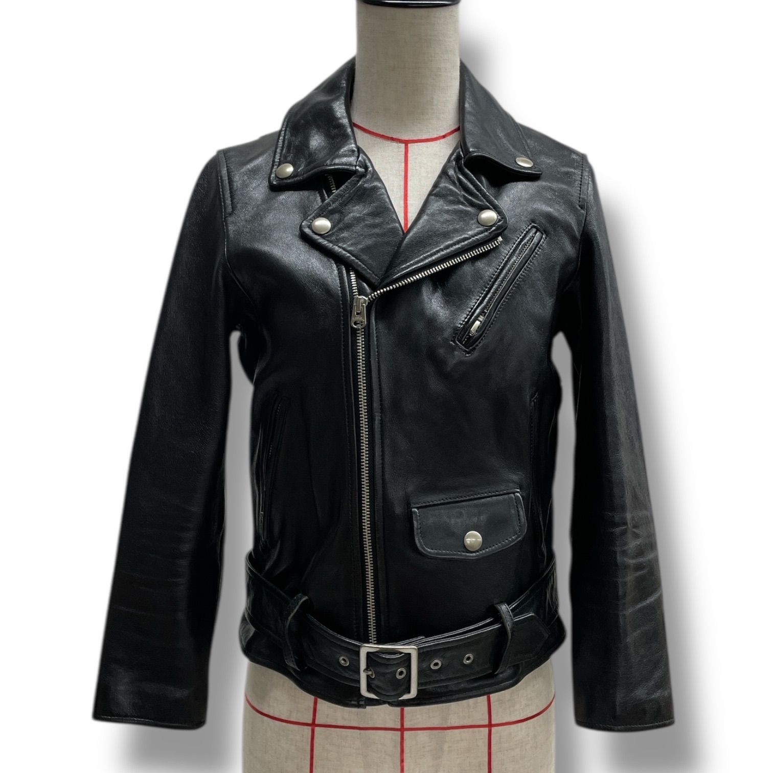 【ビューティフルピープル】ラムレザー ダブルライダースジャケット 黒 150 beautiful people ビューティフルピープル レディース