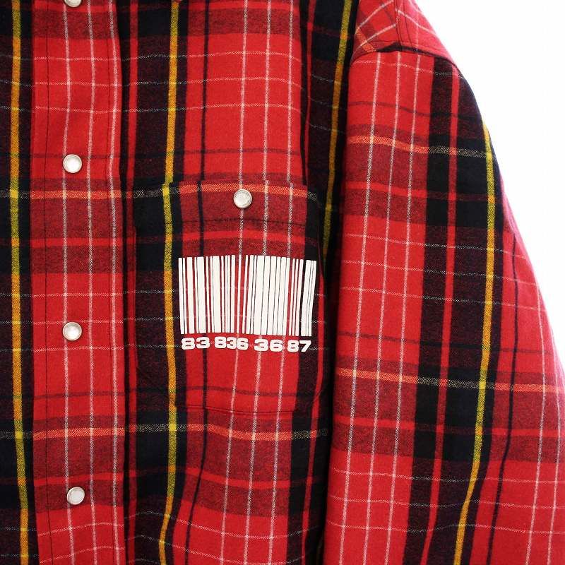ヴェトモン VETEMENT VTMNTS BIG BARCODE FLANNEL SHIRT ビッグ バー 
