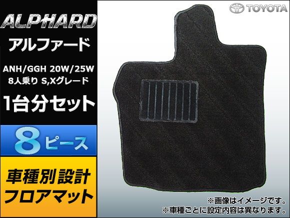 フロアマット トヨタ アルファード ANH/GGH 20W/25W 8人乗り S，Xグレード APFM007TY