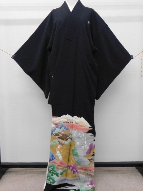 留袖  (仕立て上がり)   ②☆ P10倍+10%OFF／ 色留袖 リサイクル着物 正絹 仕立て上がり 一つ