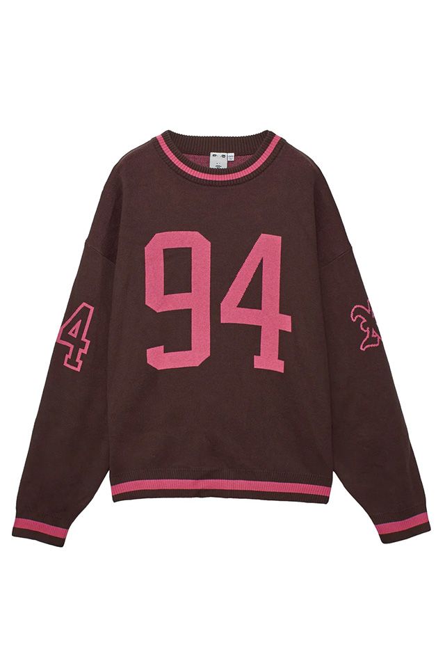 X-girl エックスガール 105254015005 NUMBERING JACQUARD KNIT TOP ジャガードニット BROWN 正規通販 レディース