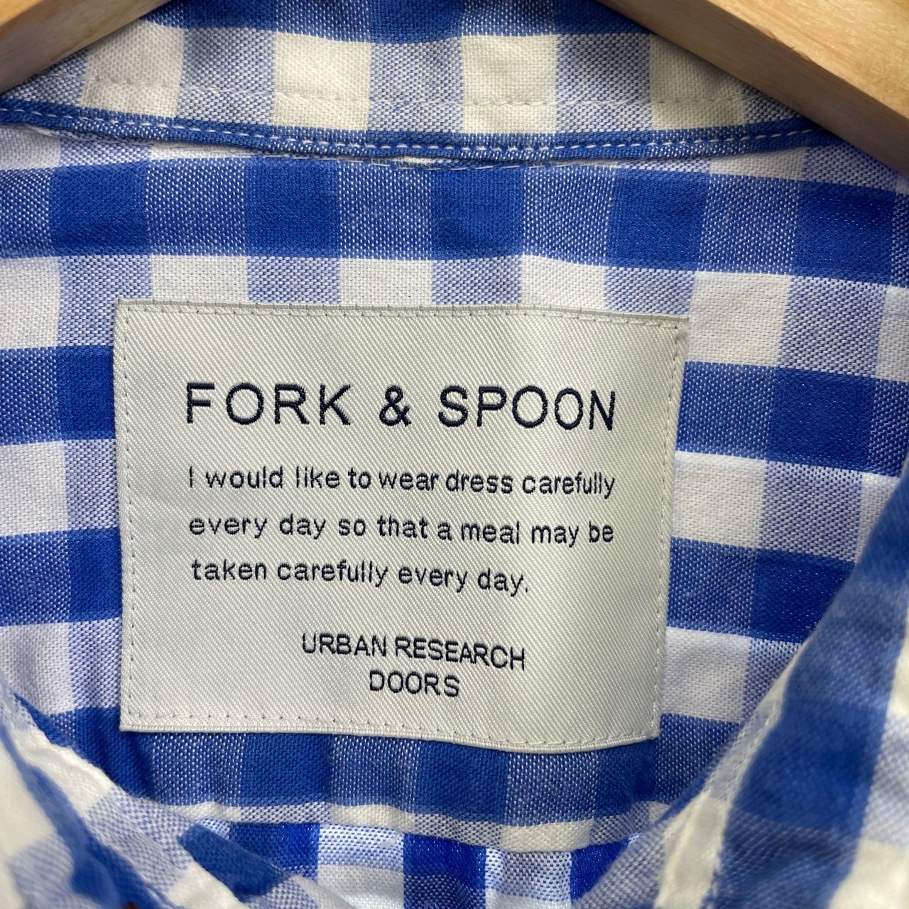 【フリーサイズ】FORK&SPOON フォークアンドスプーン 長袖チェックシャツ ブラウスレディース one ブルー コットン 20240313-0011