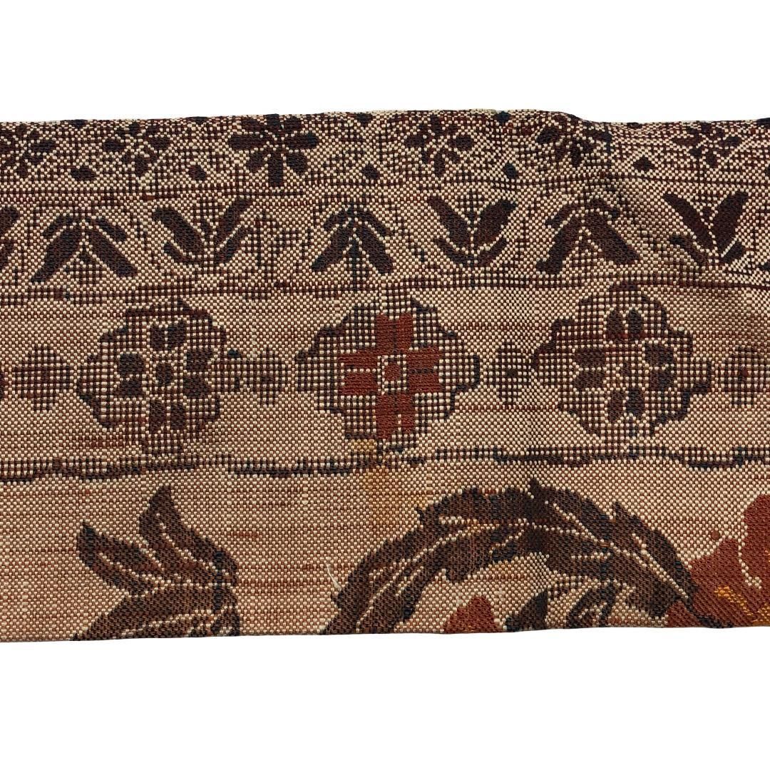 名古屋帯 真綿紬 抽象花模様 辛子色 KO-1195