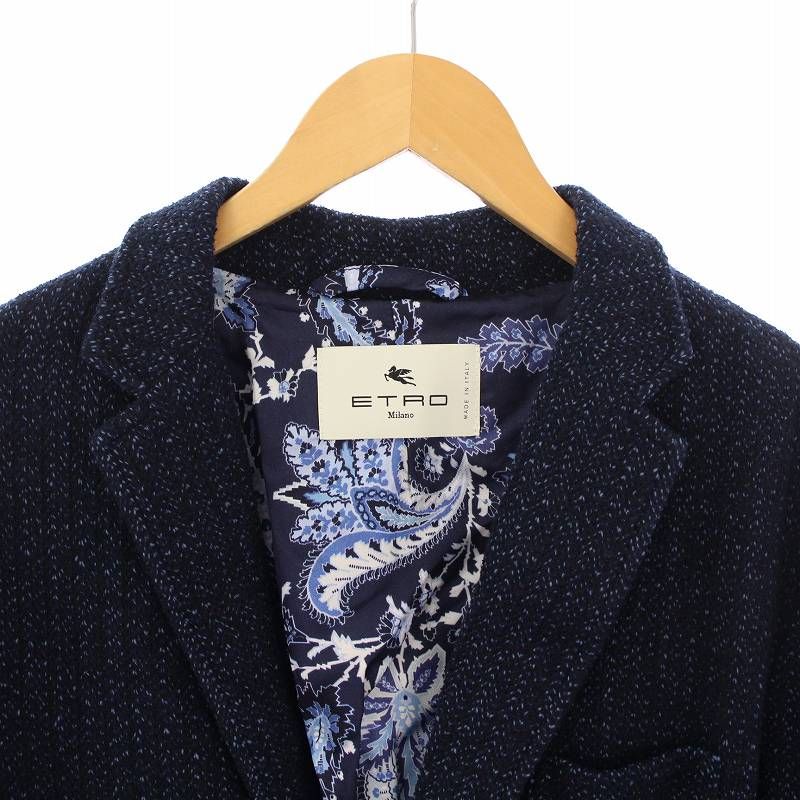 美品 ETRO テーラードジャケット ナイロン ラムレザー ブラック 54 ETRO - 極美品 エトロ ETRO ジャケット テーラードジャケット