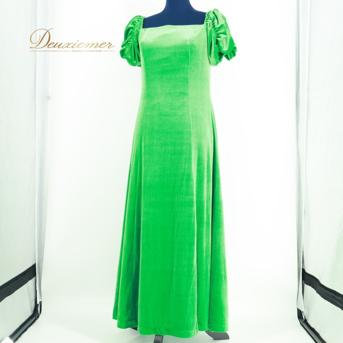 フラダンス 衣装 ワンピース ドレス グリーン系 フラ ダンス ベロア