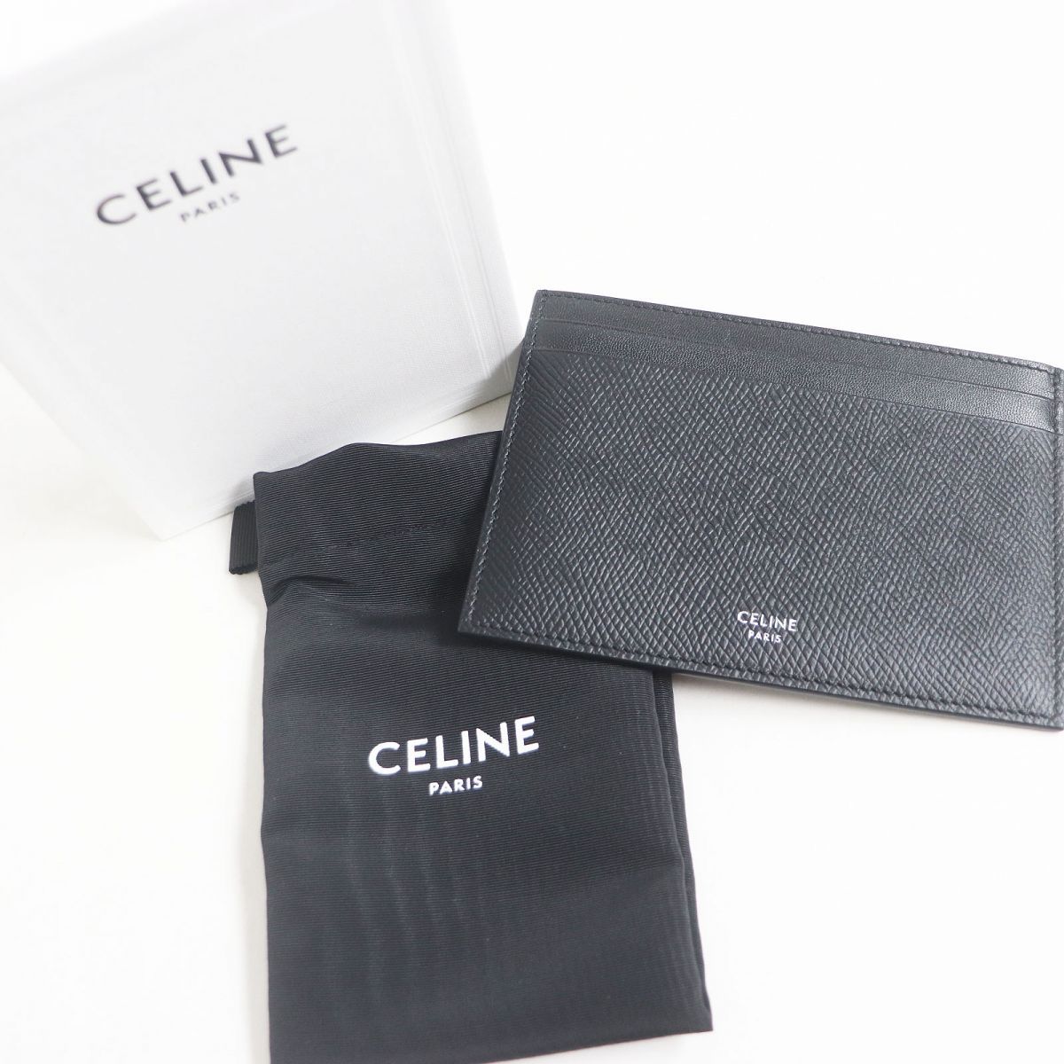 約14cm外側未使用品□CELINE/セリーヌ ロゴ入り カーフスキン レザー