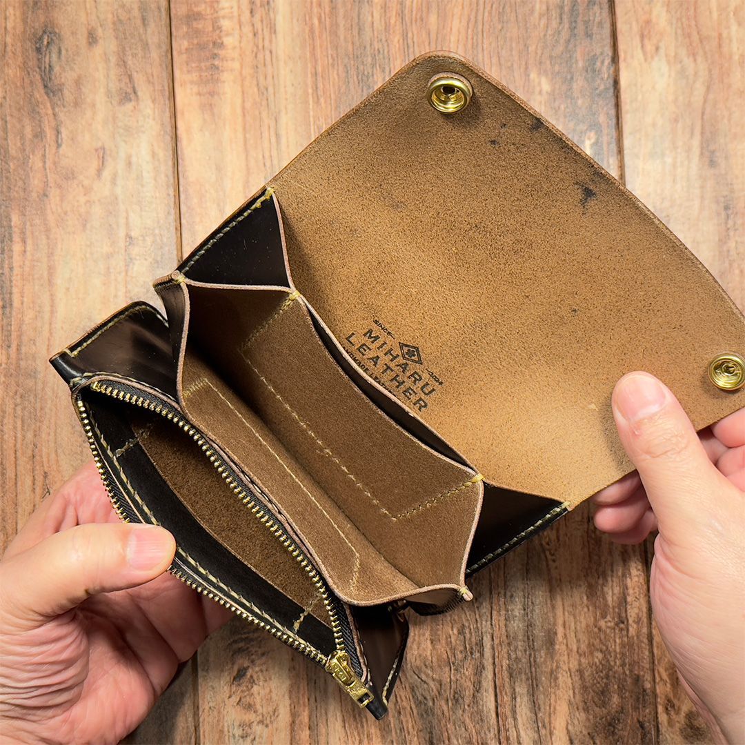 ハンドメイド 牛ヌメ革ロングトラッカーズウォレット 本革製長財布