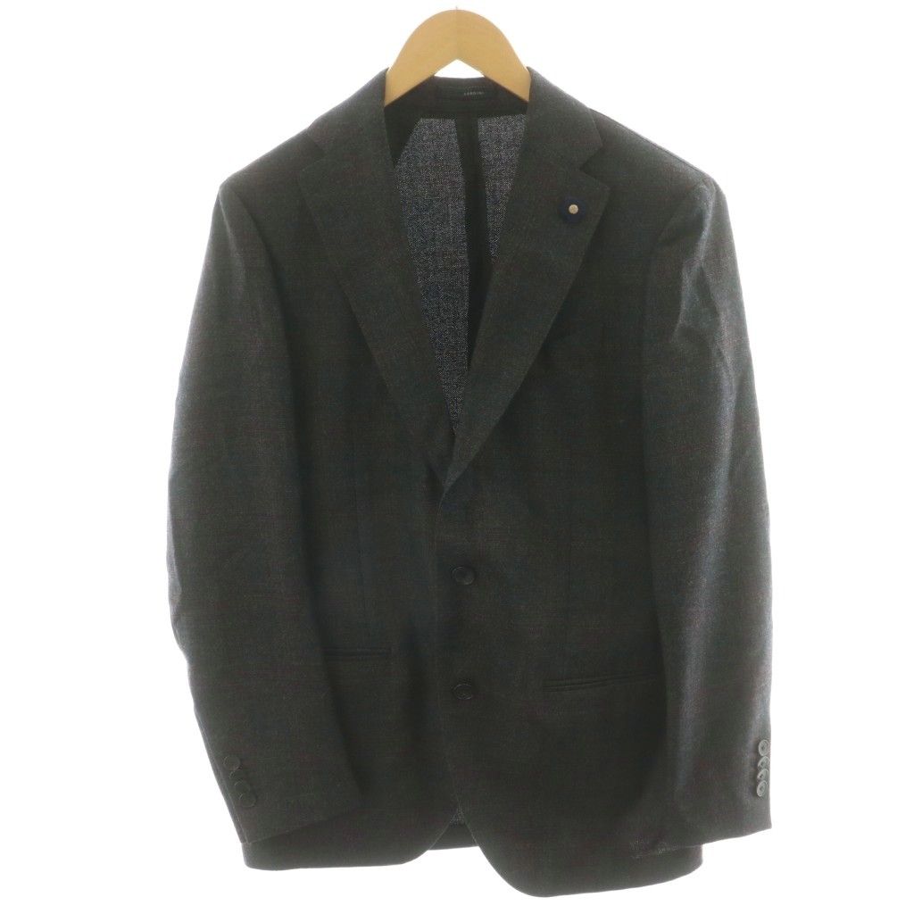 エコな ラルディーニ LARDINI Tessuto Esclusivo スーツ セットアップ テーラードジャケット シングル パンツ スラックス チェック柄 ウール 46 チャコールグレー JQ0823AQ |AN58 最安値で