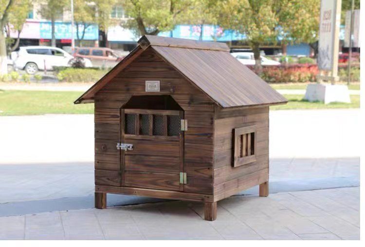 外飼い屋外ハウス お庭用 天然木木製 犬小屋 ペットハウス ドッグ 犬舎 三角屋根 脚付き 小型犬 中型犬 高床式設計 ♥