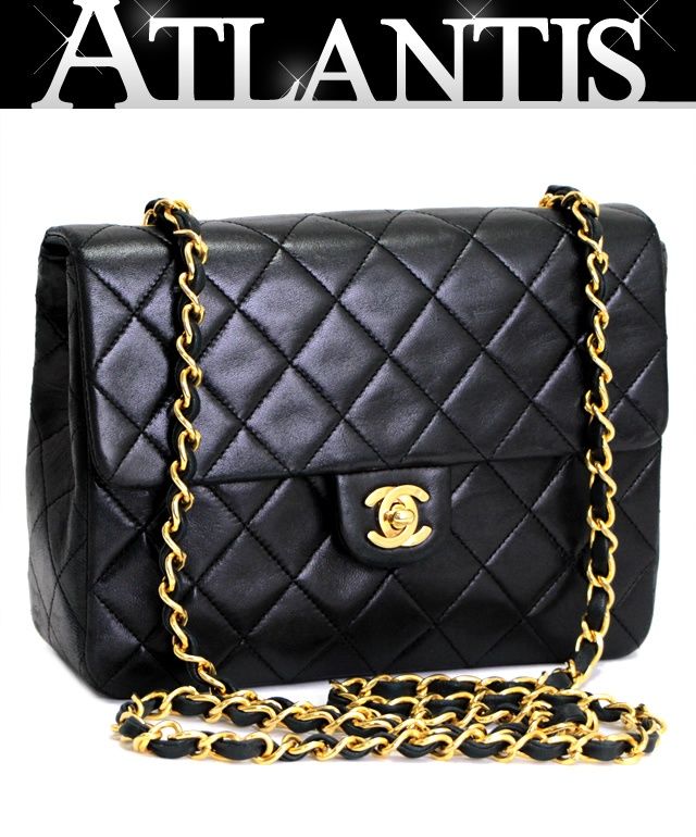 シャネル CHANEL マトラッセ20 チェーンショルダーバッグ ラム 黒 G  