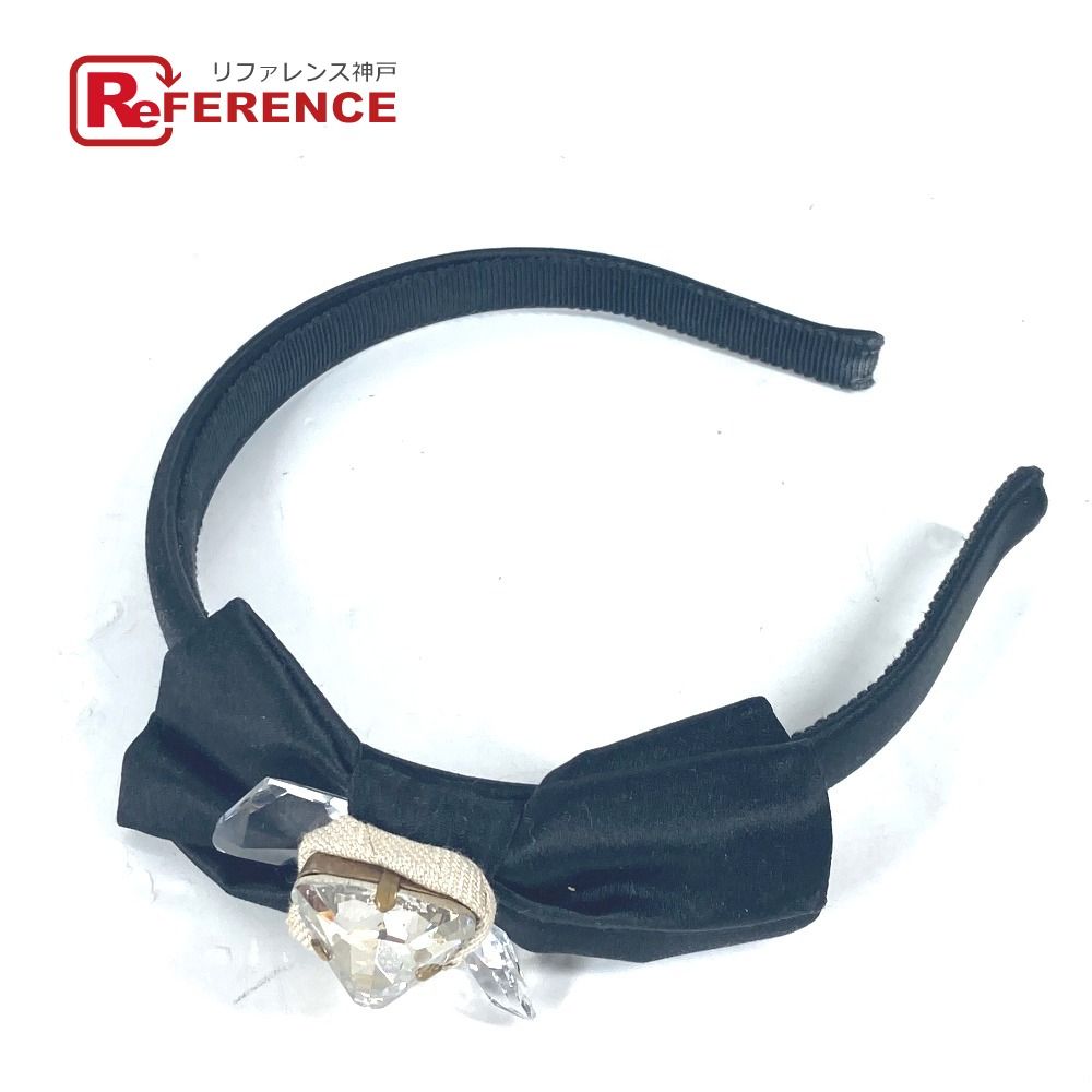 MIUMIU ミュウミュウ カチューシャ クリスタル サテン ブラック - メルカリ