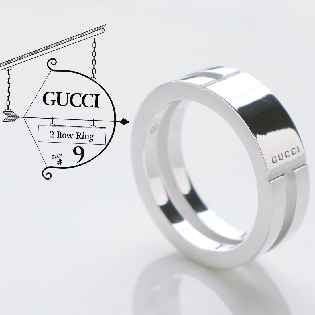 GUCCI シルバー925 ダブルリング ロゴモチーフ 9号 GUCCI グッチ 指輪 メンズ レディース リング ダブルG シルバー