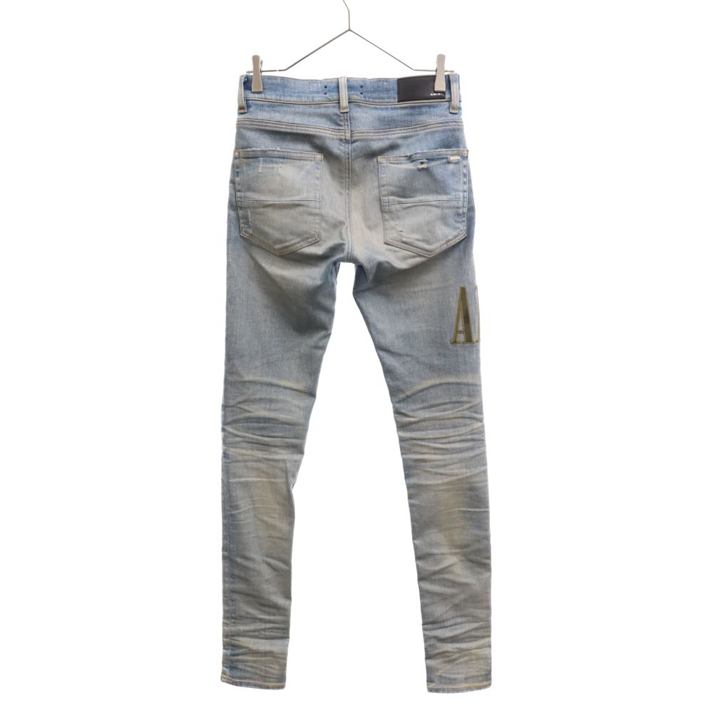 AMIRI (アミリ) 23SS ロゴパッチダメージデニムパンツ インディゴ