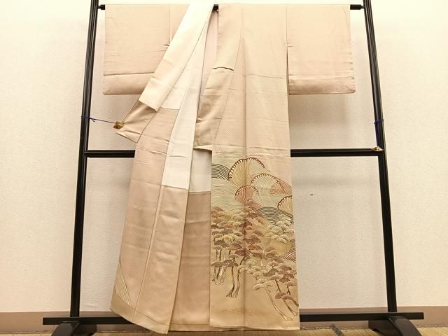 平和屋着物□豪華色留袖 駒刺繍 飛鶴地紙菊文 金彩 正絹 逸品