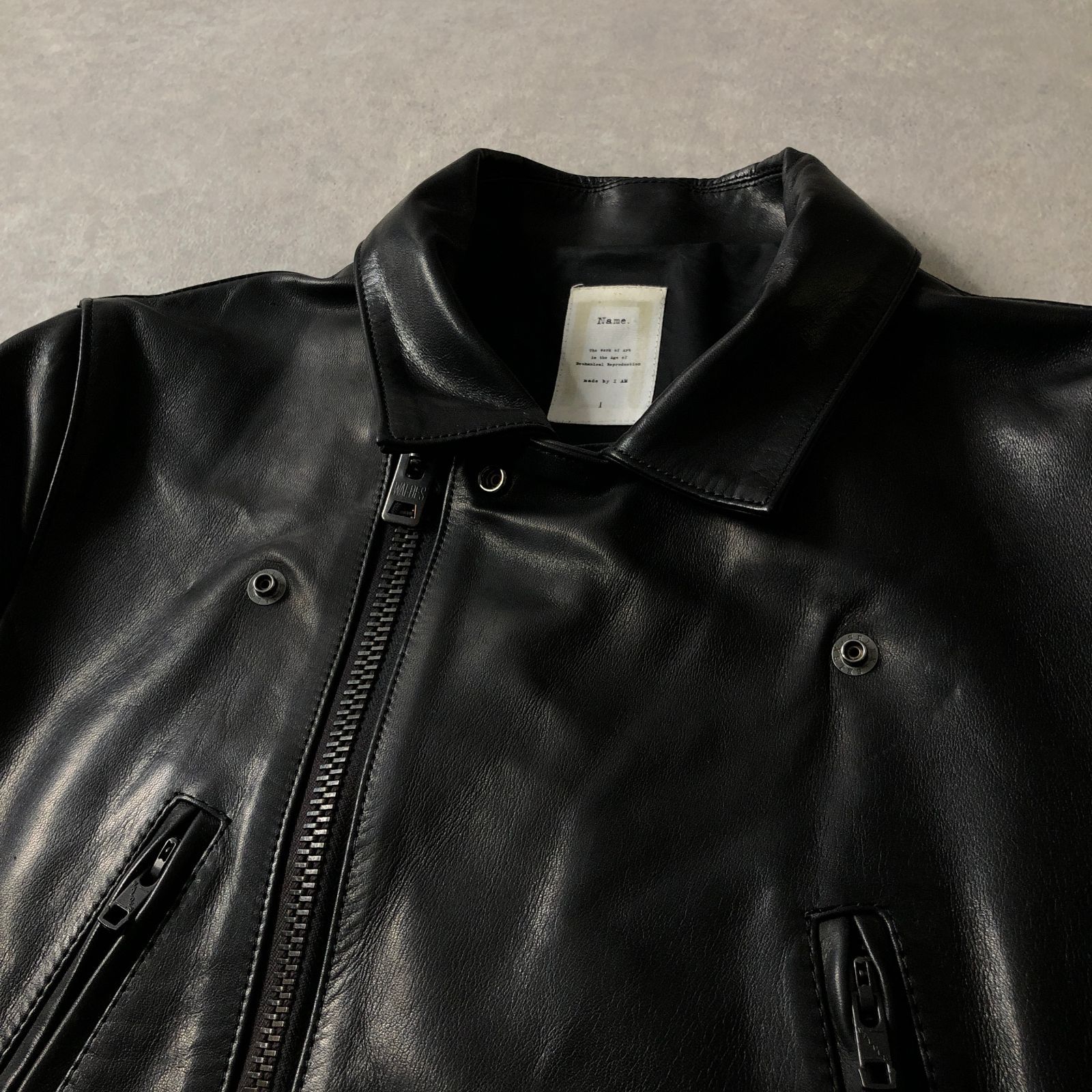 定価13万 Name. 馬革ホースレザー ALL BLACK ライダース ジャケット ネーム - メルカリ