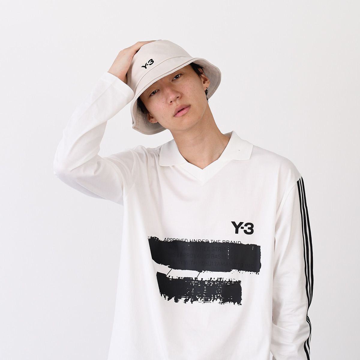 Y-3 バケットハット　ホワイト ワイスリー Y-3 Y-3 バケットハット Y-3 STRP B HAT コットン