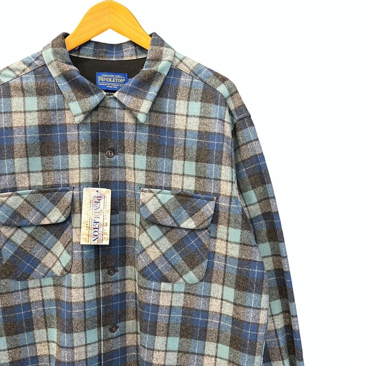 【60s】deadstock pendletonウールチェックシャツ 未使用 00s ビンテージ ペンドルトン オープンカラー ウールシャツ L