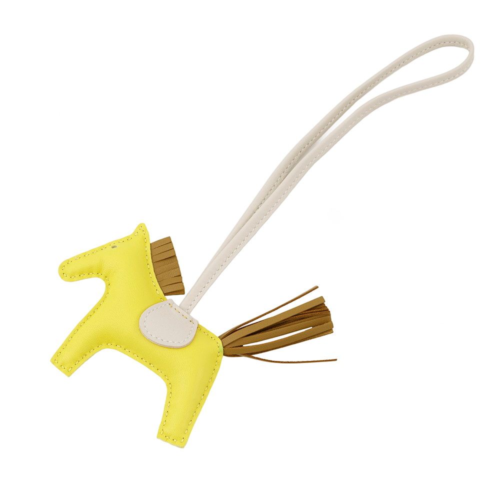 エルメス バッグチャーム ロデオPM ライム クレ セサミ ラムスキン B刻印 HERMES チャーム オーナメント