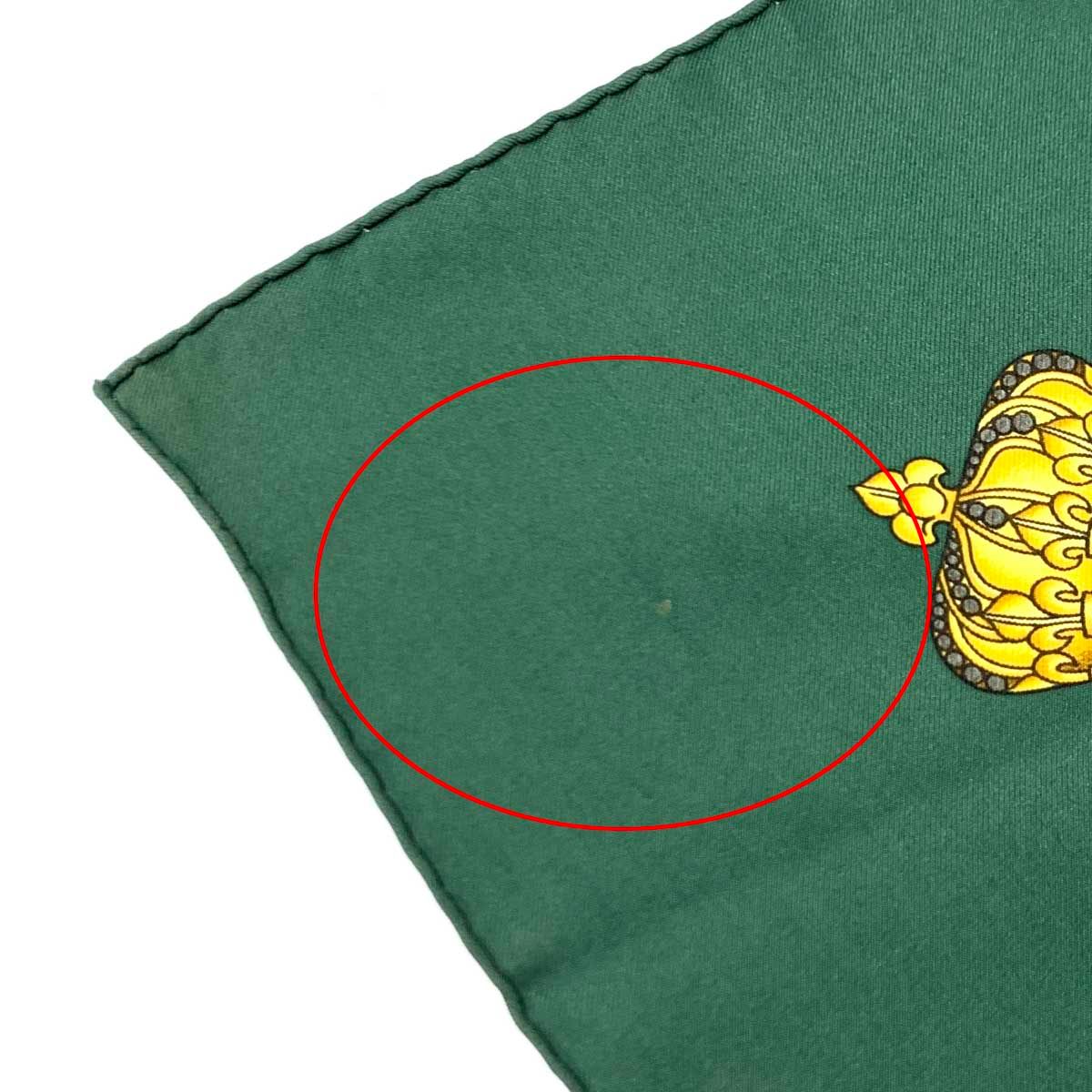 HERMES エルメス LES TAMBOURS カレ 90 スカーフ グリーン タンブール