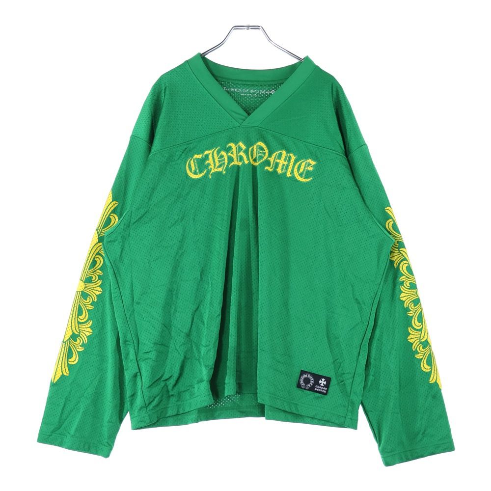 CHROME HEARTS クロムハーツ MESH WARM UP JERSEY CHプリントメッシュ長袖Tシャツカットソー グリーン