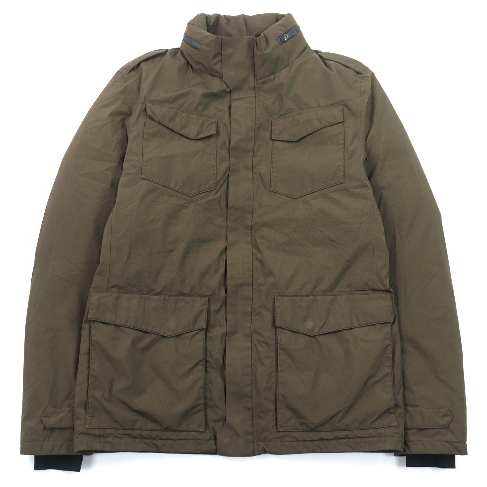 ○Herno ヘルノ PI075UL Laminar ラミナー GORE-TEX ゴアテックス M-65 ロゴ スタンド ダウンジャケット ブラウン 46 メンズ