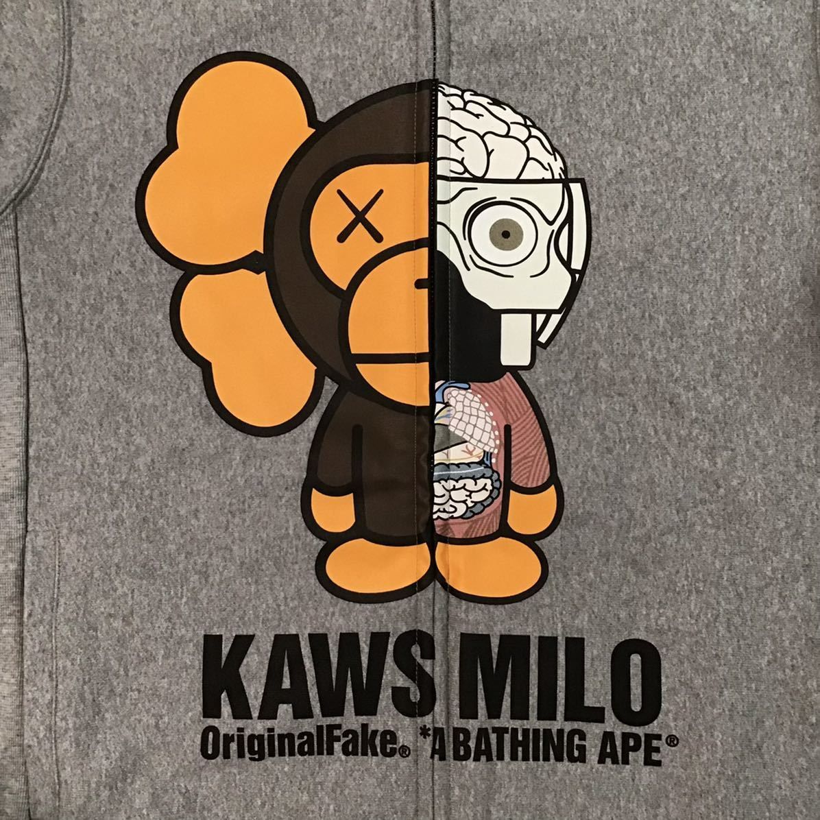 ★新品★ Original fake × KAWS Milo 人体模型 パーカー Mサイズ a bathing ape BAPE full zip  hoodie カウズ マイロ エイプ ベイプ