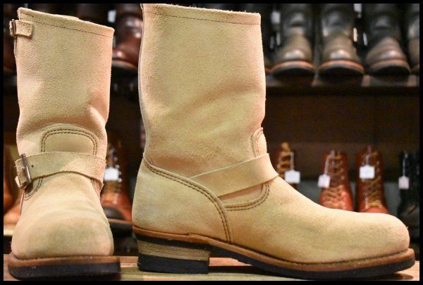 9.5D 10年 レッドウィング 8268 スエード エンジニア ホーソーンアビレーンラフアウト ベージュ ブーツ redwing HOPESMORE FI510