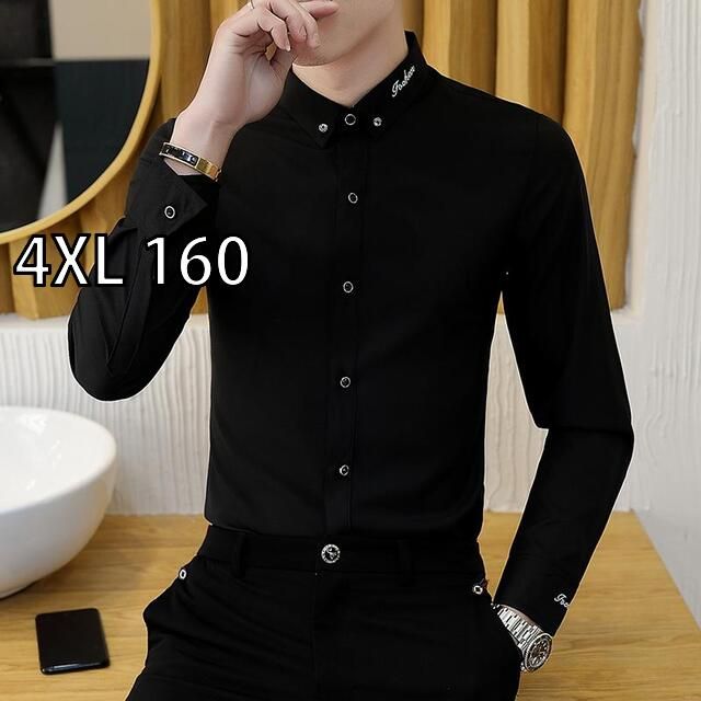 4XL 160 メンズ ファッション 服 用 オシャレ シンプル 大人 かっこいい ストリート 夏コーデ トップス ホワイト シャツ カジュアル 長袖