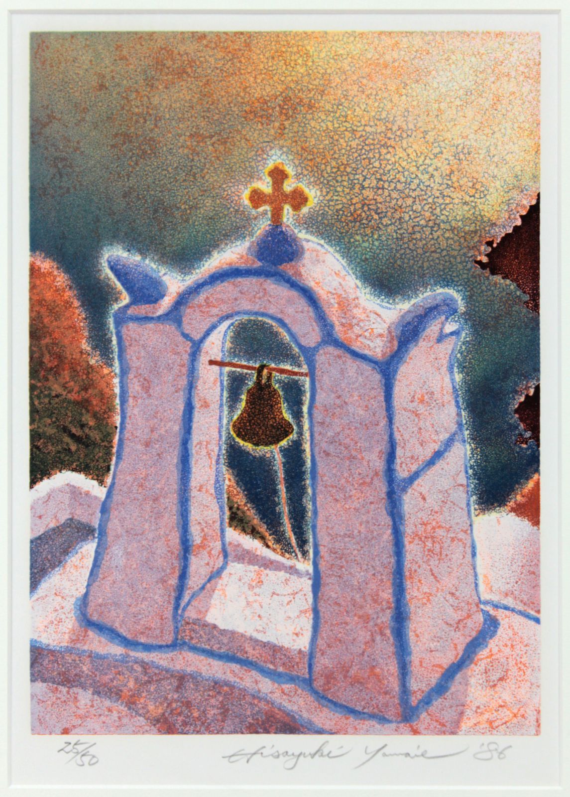 山家久幸 「エーゲ海の鐘（ギリシャ）」 版画 絵画 山家久幸 「エーゲ海の鐘（ギリシャ）」 版画 絵画