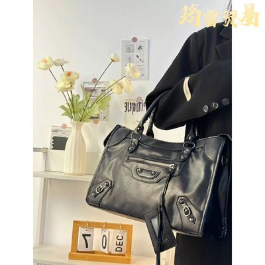 y2k 2way city bag ブラック レザー調 00s archive 韓国ファッショ 