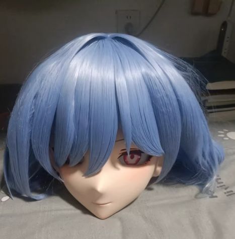 全頭マスク カツラ付き ロック付き NO.437 ドール ヘッドロリータ人形 コスプレ 変身 仮装 着ぐるみ kigurumi 二次元