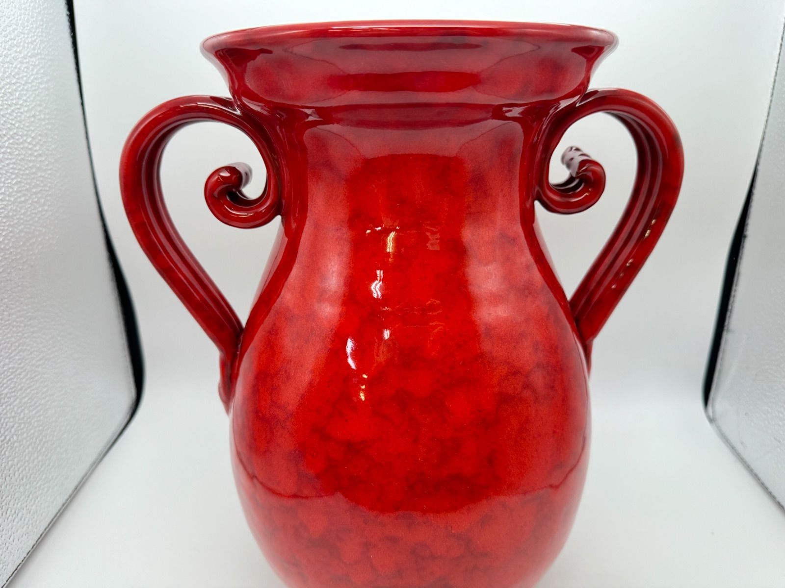 イタリア デルータ焼 フラワーベース ハンドペイント 花柄 未使用