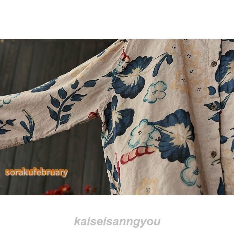 シャツ レディース 長袖 花柄 柄シャツ トップス 総柄シャツ 春 秋 シャツブラウス レトロ 羽織りシャツ レギュラーカラー 春秋 カジュアル おしゃれ シャツ トップス レディース 長袖 春秋 花柄 柄シャツ 総柄 襟