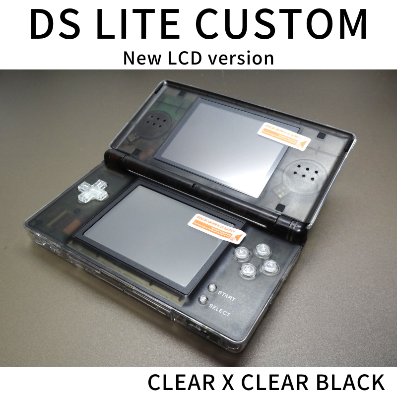 DS LITE CUSTOM CLEAR X BLACK NEW LCD Ver-