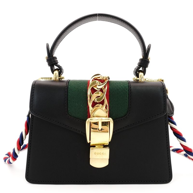 グッチ GUCCI シルヴィ ショルダーバッグ 2way レザー ブラック