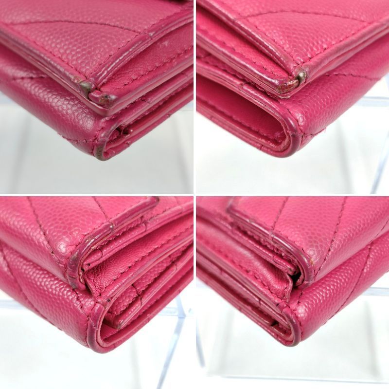 SAINT LAURENT サンローラン 三つ折り財布 Vステッチ ピンク YSL ロゴ