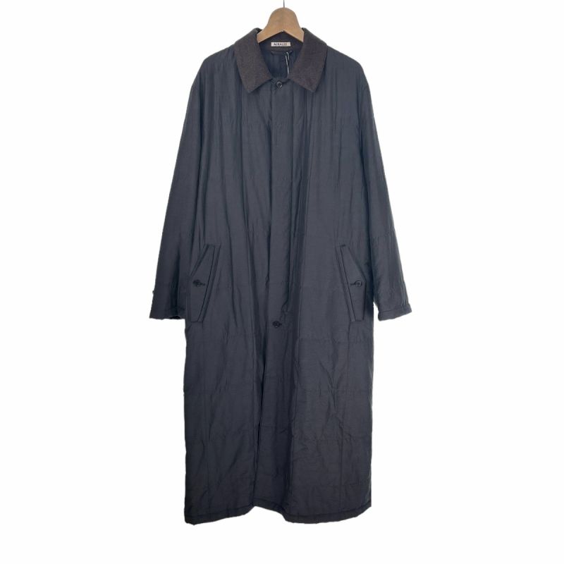 オーラリー AURALEE 23AW QUILTED LIGHT SILK COTTON COAT ステンカラーコート 2 黒 ブラック A23AC02SP
